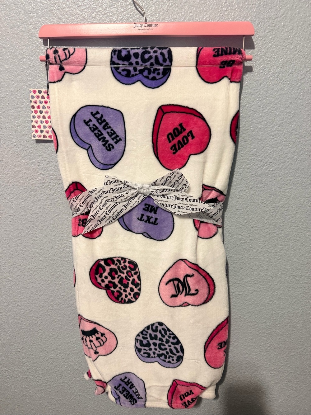 Juicy Couture Throw Blanket Hearts Sweetheart Love